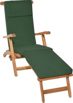 Beautissu LoftLux DC tuinkussen voor deckchair 175 x 45 x 5 cm – ligbedkussen groen - tuinkussens hoge rug - kussen ligstoel