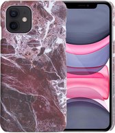 Hoesje Geschikt voor iPhone 11 Hoesje Marmer Case Hard Cover - Hoes Geschikt voor iPhone 11 Case Marmer Hoesje Backcover - Rood