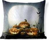Buitenkussens - Tuin - Een illustratie van lachende pompoenen tijdens Halloween - 40x40 cm