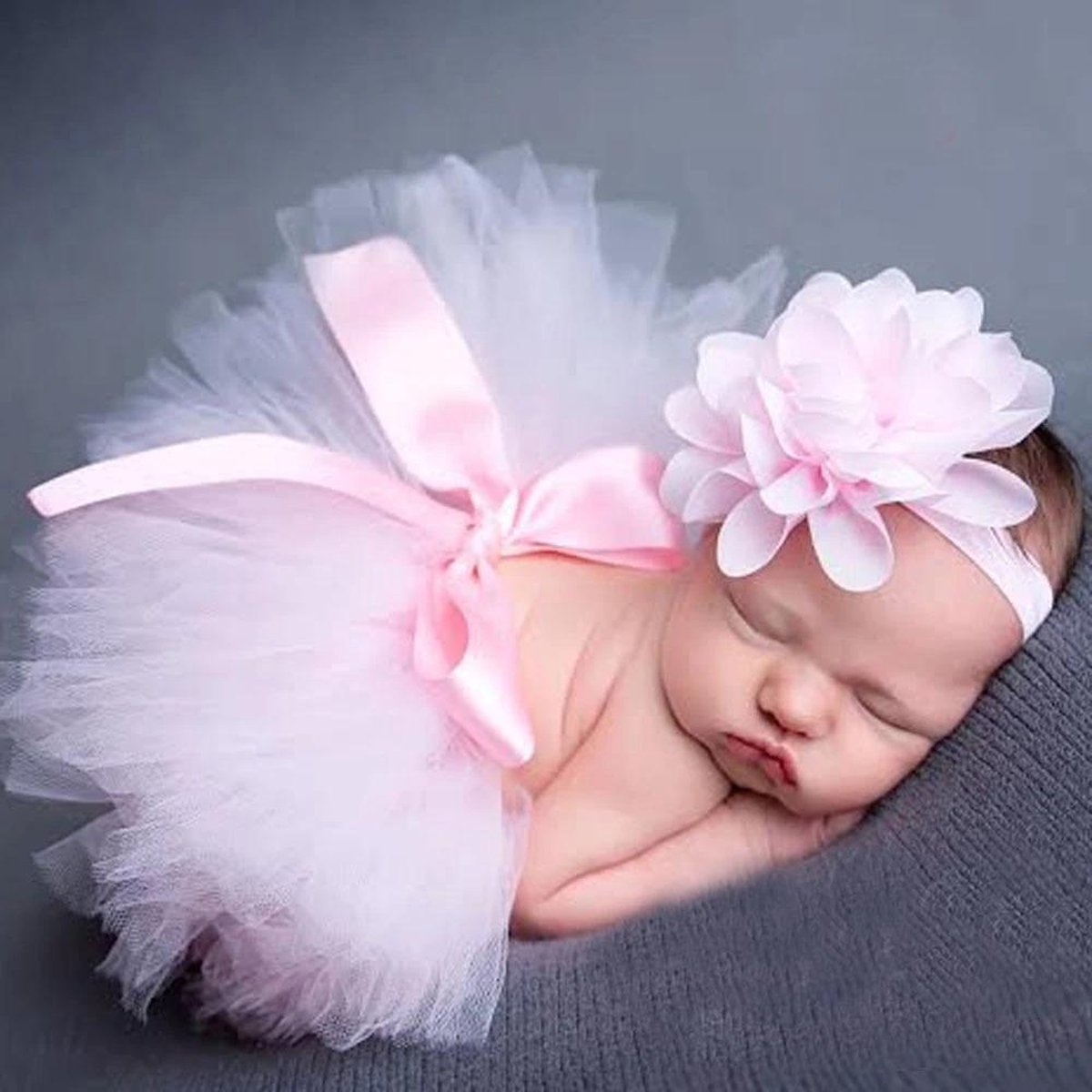 hart leeg modder Tutu voor baby's - Schattige baby outfit - Baby tutu met een bloem haarband  - Roze | bol.com