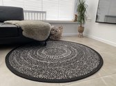 Vloerkleed rond - Zwart Crème Ø 160cm - binnen- en buitenvloerkleed