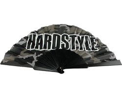 HARDSTYLE Waaier - Camouflage Zwart Wit - Spaanse Waaier - Handwaaier - Festival Waaier - Party Waaier