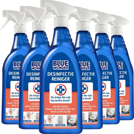 Foto: Blue wonder desinfectie reiniger spray voordeelverpakking 6 x 750 ml flessen