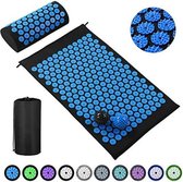TDR - Acupressuur Mat met Kussen - Spijkermat Incl. 2x Triggerpoint Bal - Draagtas - 66x42x2cm - Zwart/Blauw