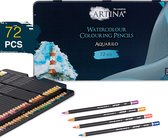 Artina Aquarilo aquarelpotloden set van 72 - kleurpotloden FSC  gecertificeerde Potloden wateroplosbare houten stiften hoog gepigmenteerd