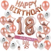 18 Jaar Verjaardag Versiering Rose Goud - Babydouche Ballonnen Slinger Rosé Gold - achttien sjerp - happy birthday