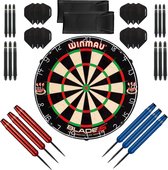 Dragon Darts complete Shark dartset - Winmau blade 5 - dartbord – dart shafts - dart flights – dartpijlen 24 gram – 100% brass - 2 sets – dartpijlen – rood-blauw