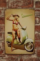 Wandbord - Vespa scooter - Vintage Retro - Mancave - Wand Decoratie - Emaille - Reclame Bord - Tekst - Grappig - Metalen bord - Schuur - Mannen Cadeau - Bar - Café - Kamer - Tinnen