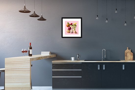 Photo encadrée - Légumes non encore cuits Cadre photo noir avec passe-partout blanc 40x40 40x40 cm - Affiche encadrée (Décoration murale salon / chambre)