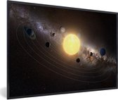 Fotolijst incl. Poster - Een illustratie van het zonnestelsel met de zon in het midden - 30x20 cm - Posterlijst
