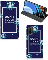 Telefoontasje Xiaomi Poco M3 | Redmi 9T Smartphone Hoesje Flowers Blue Don't Touch My Phone