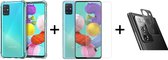 Samsung Galaxy A51 hoesje shock proof case transparant - 1x Samsung A51 Screen Protector + 1x Camera Lens Screenprotector