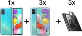 Samsung Galaxy A51 hoesje shock proof case transparant - 3x Samsung A51 Screen Protector + 3x Camera Lens Screenprotector