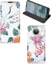 Wallet Bookcase Nokia G10 | G20 Telefoonhoesje Bird Flowers