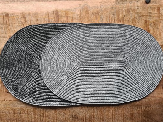EVER HOME Napperons- 4 PIECES - Ovale - Napperon - Gris Foncé - 45x30cm