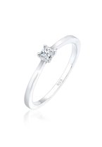 Elli PREMIUM Dames Ring Dames Vlakke Engagement met Diamant (0,11 ct.) in 925 Sterling Zilver