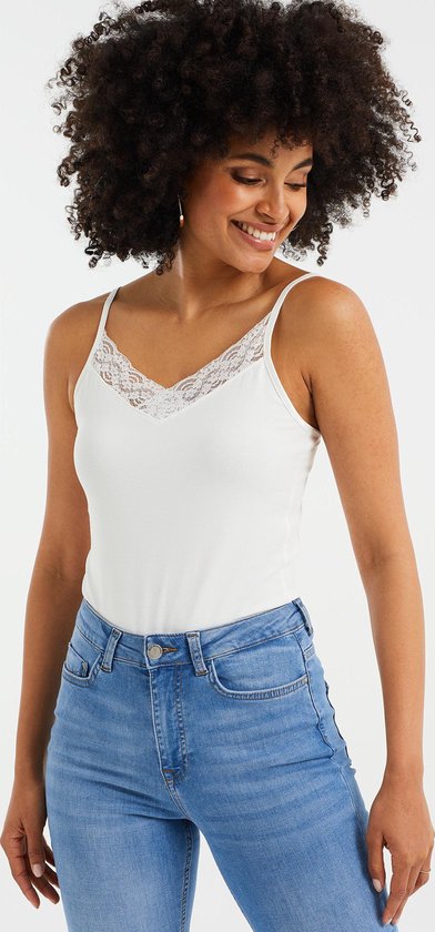 WE Fashion Dames singlet met kant - Maat S