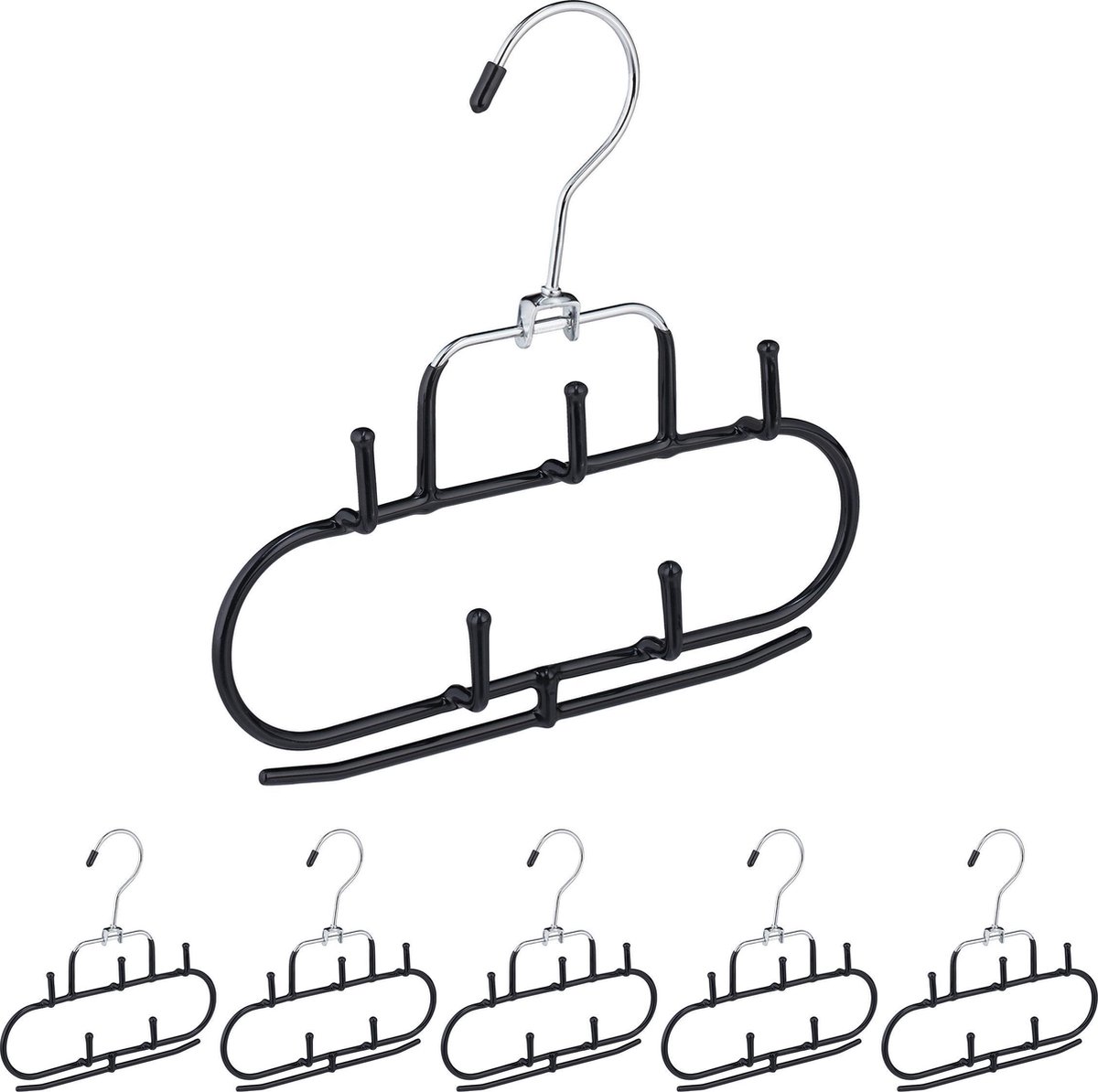 6x riemhouder - riemhanger - stropdashouder - stropdashanger - zwart - metaal