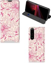 Magnet Case Sony Xperia 1 III Telefoon Hoesje Roze Bloemen