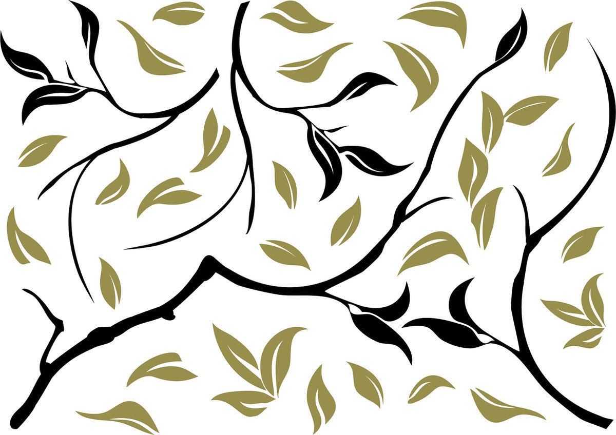 Crearreda Muursticker Gold Ramage Zwart/groen 30 Stuks