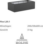 HOLIVE - Flox L20.1 langwerpige plantenbak bloembak Kleur zwartgrijs 200x100x60 cm.