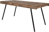 Nancy's Crestwood Village Tafel - Industrieel - Naturel, Zwart, Bruin - Teak, Staal, Melamine - 78 cm x 160 cm x 76 cm