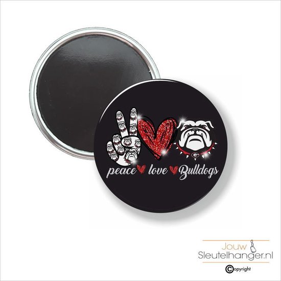 Button Met Magneet 58 MM - Peace Love Bulldogs - NIET VOOR KLEDING | bol.com