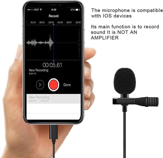 Professionele microfoon voor iPhone, iPad - Lavalier Clip On systeem - Met  koptelefoon... | bol.com