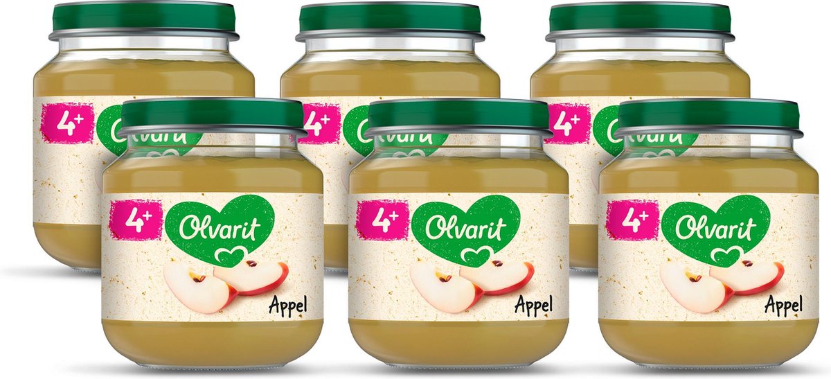 Goedkoopste Olvarit Fruithapje 4 Maanden - Appel - 6 x 125g