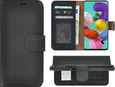 Samsung Galaxy A51 Hoesje - 4G - Bookcase Hoesje - Samsung A51 Wallet Book Case Echt Leer Zwart Cover