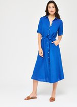 LOLALIZA - Maxi overhemd jurk met ceintuur - Blauw - Maat 34