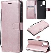 Voor Motorola Moto G10/G30 Effen Kleur Horizontale Flip Beschermende Lederen Case met Houder & Kaartsleuven & Portemonnee & Fotolijst & Lanyard (Rose Goud)