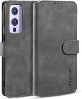 CaseMe - OnePlus 9 Hoesje - Met Magnetische Sluiting - Ming Serie - Leren Book Case - Grijs