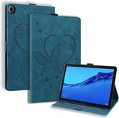 Voor Huawei MediaPad C5/M5 10.1 Liefde Vlinderpatroon Horizontale Flip Leather Case met Houder (Blauw)