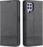 Voor Samsung Galaxy A22 4G AZNS Magnetische Kalf Textuur Horizontale Flip Leather Case met Kaartsleuven & Houder & Portemonnee (Zwart)