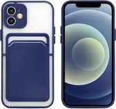 Skin Feel TPU + Frosted Translucent PC Schokbestendige beschermhoes met kaartsleuf voor iPhone 12 Pro (blauw)