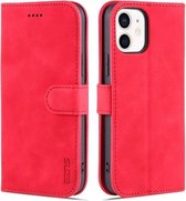 Voor iPhone 12/12 Pro AZNS Skin Feel Kalf Textuur Horizontale Flip Leather Case met Kaartsleuven & Houder & Portemonnee (Rood)