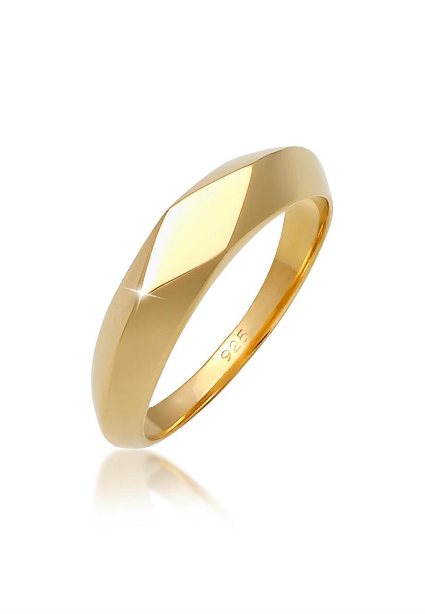Elli - Ring - Dames Geo Pinky Basic in verguld 925 Sterling Zilver - Dames
