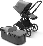 Bugaboo Lynx, All-terrain 2-in-1 Kinderwagen: Lichtgewicht Buggy & Reiswieg, in Één Stuk Inklapbaar, Zwarte Onderstel & Gemêleerd Grijze Zonnekap