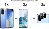 Samsung Galaxy S20 hoesje siliconen case transparant cover - 3x Samsung S20 Screen Protector UV + 3x Camera Lens Screenprotector