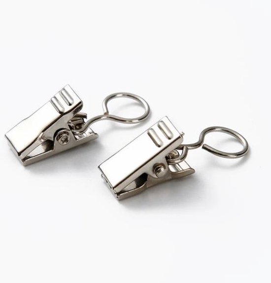 Realure 50 Pcs Gordijn Clips met Ringen Metaal, Gordijn Ringen met Clips Roestvrij staal, Gordijn Clips met Haken Set, Douchegordijn Haken met Clips voor Badkamer Douche Windows Foto's