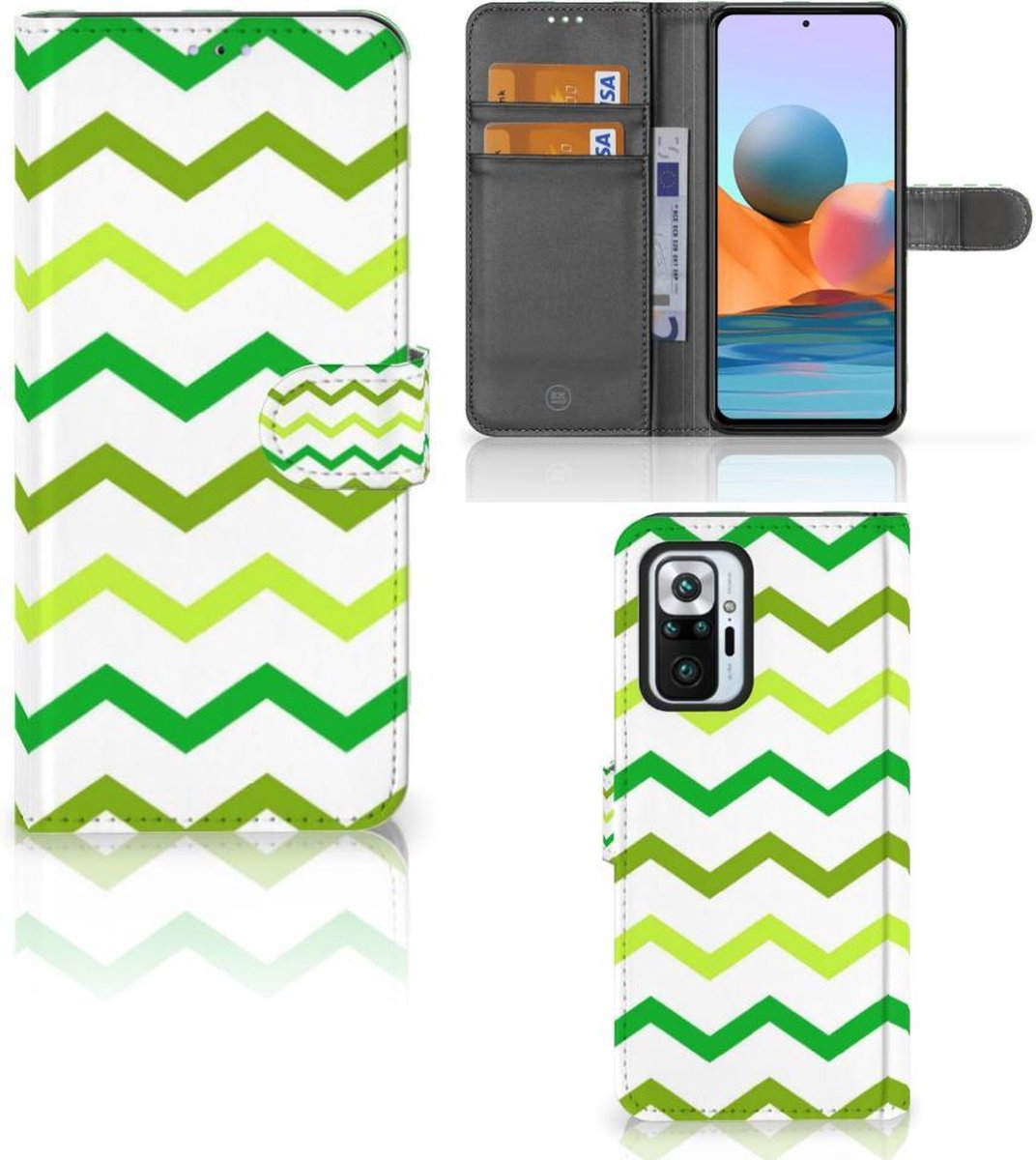 Xiaomi Redmi Note 10 Pro Telefoon Hoesje Zigzag Groen