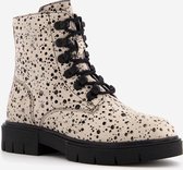 Groot leren meisjes veterboots met stippen - Wit - Maat 30 - Echt leer
