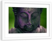 Foto in frame ,Paars Boeddha hoofd , 120x80cm , Multikleur, Premium print