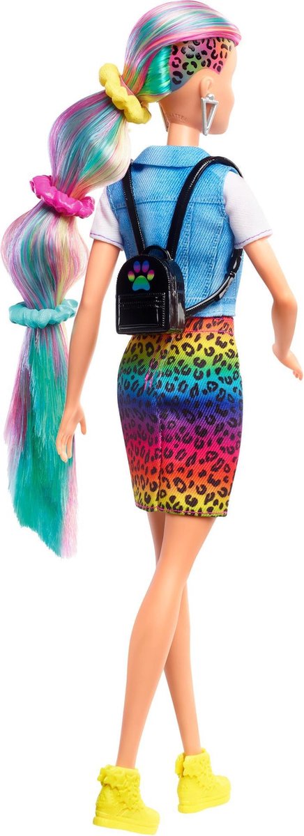 Barbie Leopard Regenbooghaar pop (blond) — afbeelding 10