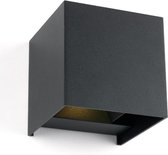 LED wandlamp Kansas Grijs 2x3 Watt 3000K Dimbaar tweezijdig oplichtend Kubus IP65
