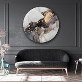 KEK Original - Marble Black, Silver & Gold - wanddecoratie - 60 cm diameter - muurdecoratie - Dibond 3mm - schilderij - muurcirkel - muurcirkel