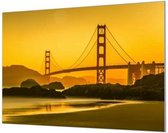 Wandpaneel Golden Gate Brdige San Francisco  | 210 x 140  CM | Zilver frame | Wandgeschroefd (19 mm)