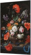 HalloFrame - Schilderij - Stilleven Met Bloemen In Een Glazen Vaas Wandgeschroefd - Zwart - 100 X 150 Cm