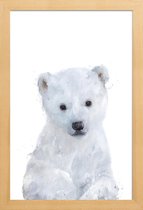 JUNIQE - Poster in houten lijst Kleine ijsbeer illustratie -20x30 /Wit